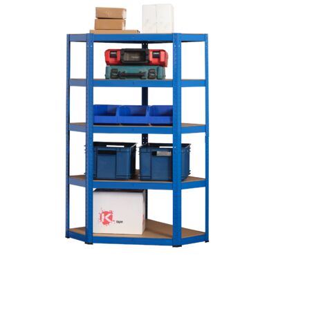 Heavy Duty Corner Steel Shelving Unit - Racking 5 Levels 1500mm H x 750mm W x 300mm D 175KG's UDL Per Shelf