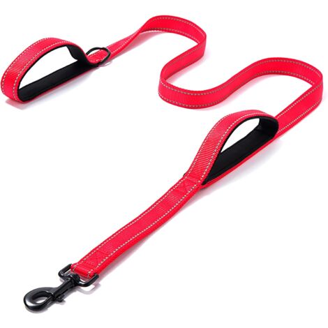 Heavy Duty Dog Leash - 2 Handles by Padded Traffic Handle for Extra Control, 6foot Long - Perfect for Medium to Large Dogs (Dark Red, 6 ft)