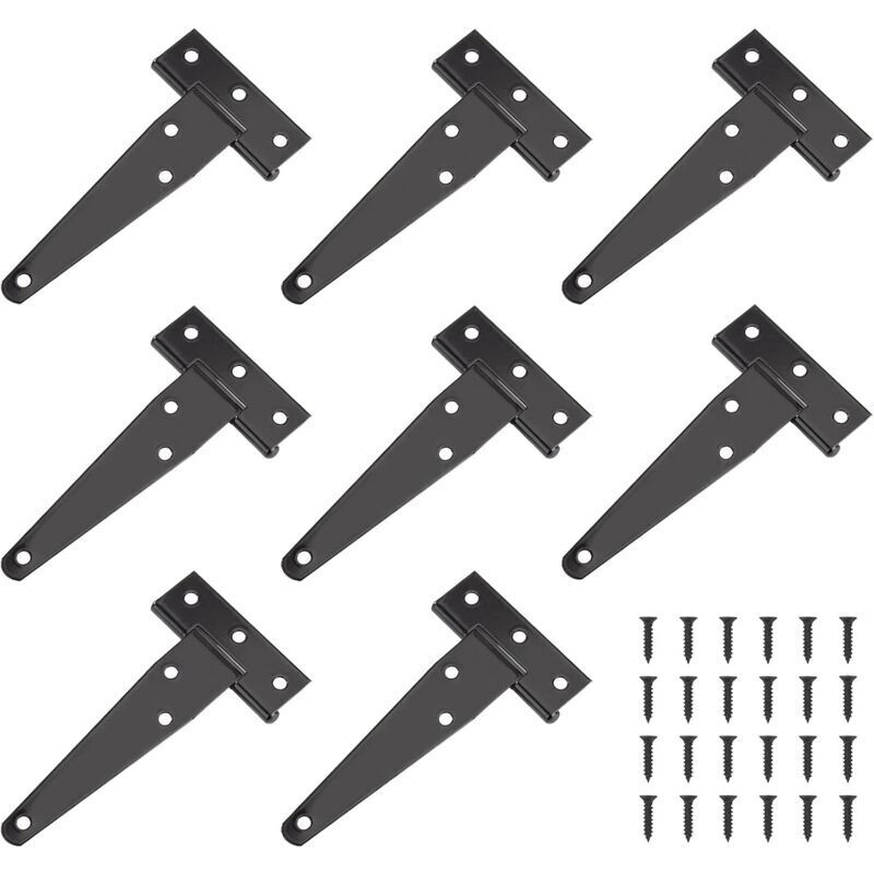 Odipie - Heavy Duty Door Hinge, 4-Inch Door Hinge, Black T-Hinge, Stainless Steel Flat Hinge, Iron Door Hinges, Heavy Duty Hinges for Doors, Windows,