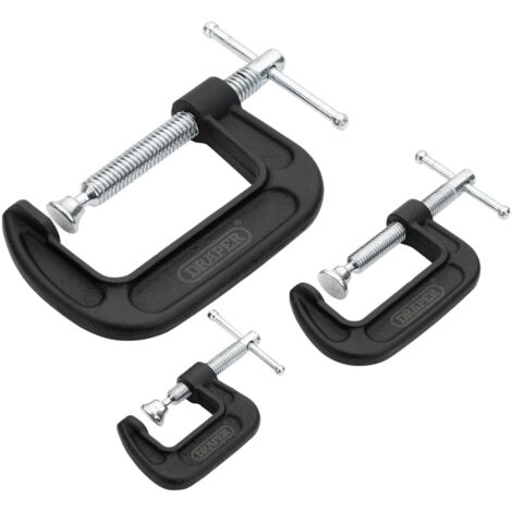 Heavy Duty Draper G-Clamp Set (3 Pieces) Model 18989 – Professional Grade Steel Clamps for Woodworking and Metalworking