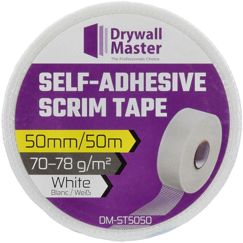 Heavy Duty Fiberglass Self-Adhesive Scrim Tape White 50mm x 50m