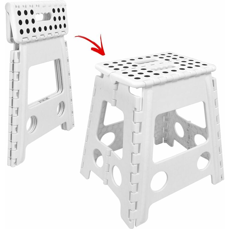 Asab - Large Folding Step Stool white - White/Black