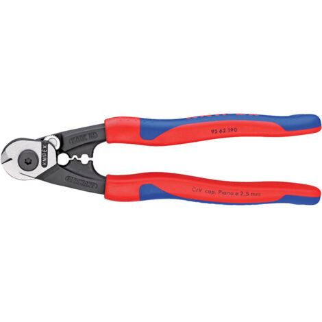 Heavy Duty Forged Wire Rope Cutter 190mm by Draper Knipex Model 95 62 190 with Heavy-Duty Handles