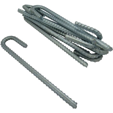 Heavy Duty Galvanised Ground Stakes 16MM x4 (Rebar Tent Pegs J Hook Anchor)