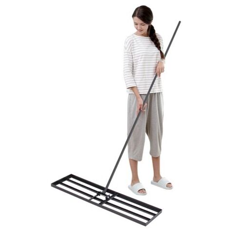 Heavy Duty Garden Lawn Levelling Rake Lute Landscaping Rake w/ Adjustable Handle