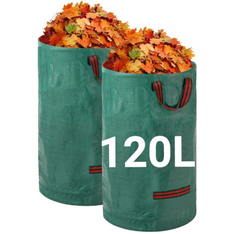 Heavy Duty Garden Waste Bags - 120L x 2Pack Reusable Garden Bags with Handles - Industrial Fabric for Leaves Waste Debris - Waterproof Garden Waste Bags
