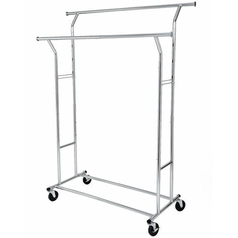 Heavy Duty Garment Rack Adjustable Metal Clothes Rail With Double Heavy Duty Garment Rack Adjustable Metal Clothes Rail With Double Hanging 110 Kg Load Chrome Hsr12s P 3653874 7573743 1 Jpg