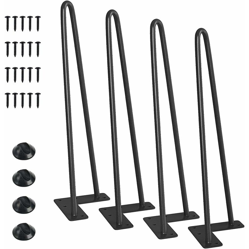 Briefness - Heavy-Duty Hairpin Coffee Table Legs Diameter 3/8�� with Screws and 4pcs Bonus Rubber Floor Protectors, Metal Home diy Projects for tv