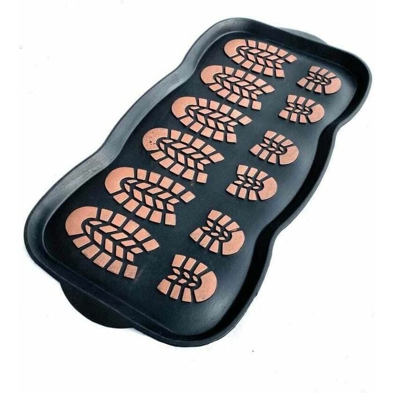 Heavy Duty Hardwearing Rubber Boot Shoe Tray 40 x 80cm (2) - Black