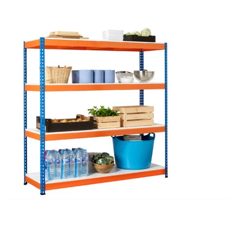 Heavy Duty Industrial Shelving Unit 4 Melamine Shelves - 1800mm H x 1800mm W x 450mm D - 400KG's UDL Per Shelf