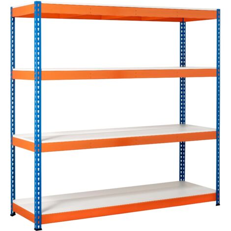 Heavy Duty Industrial Shelving Unit 4 Melamine Shelves - 1800mm H x 1800mm W x 600mm D - 500KG's UDL Per Shelf