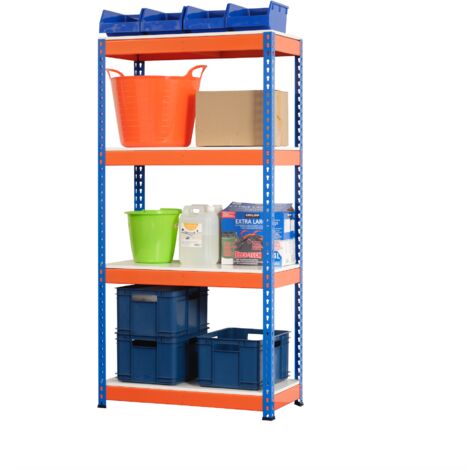 Heavy Duty Industrial Shelving Unit 4 Melamine Shelves - 1800mm H x 900mm W x 450mm D - 400KG's UDL Per Shelf