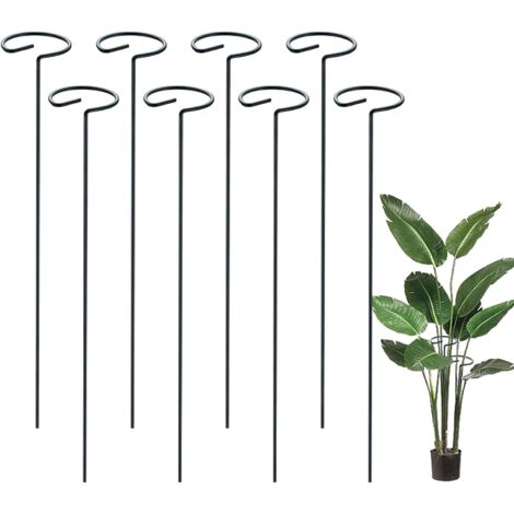 Heavy Duty Large Circular Plant Growing Support Frame Adjustable Spiral Rings Plant Support Stakes for Climbing Plants, Flower and Vegetables 10pc Single Stem Metal Plant Support Rings