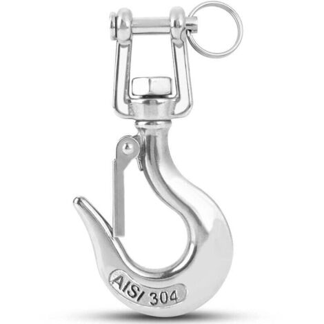 Heavy Duty Lifting Hook Load Towing Lifting Chain Safety Hook Winch Trailer Steel Clevis Latch Safety Lifting Stainless Steel 3/16 Inch 150kgf
