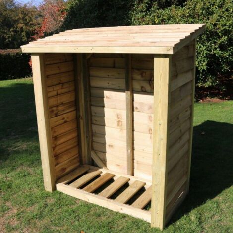 Heavy Duty Logstore Outdoor Fire Wood Kindling and Log Shelter - Timber - L60 x W120 x H150 cm - Minimal Assembly Required