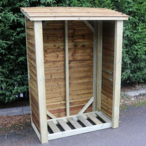 Heavy Duty Logstore Outdoor Fire Wood Kindling and Log Shelter - Timber - L60 x W120 x H180 cm - Minimal Assembly Required