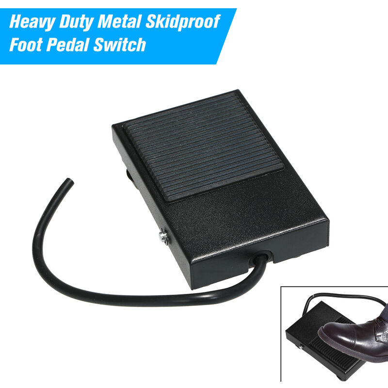 Heavy Duty Metal Skidproof Foot Pedal Switch Treadle Foot Switch Momentary Control 3 Wire NO/NC Auto Reset Switch,model:Black