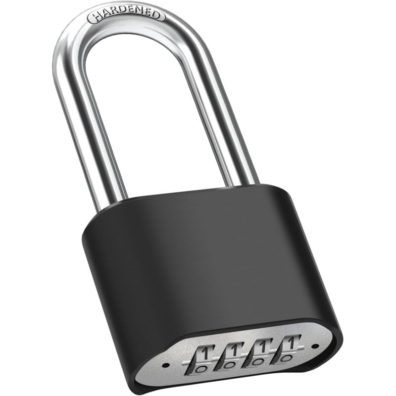 Heavy-duty outdoor combination locks, [weatherproof] long 51.5 mm chain, large 4-digit code lock with 8 mm thick 304 stainless steel chain