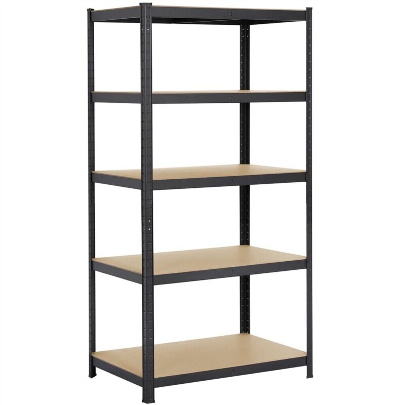 Briefness - Heavy Duty Shelving, Garage Storage Shelves, Metal Racks, 5 Levels, Thick Stainless Steal Frame with mdf Shelves Boltless Assembly 180cm