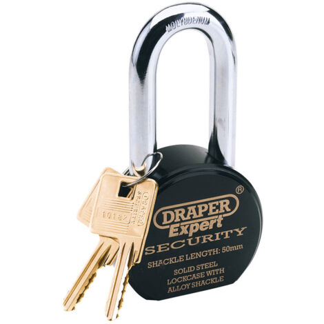 Heavy Duty Solid Steel Padlock with Extra Long Shackle – Durable Security Lock by Draper H/DUTY Series 64207