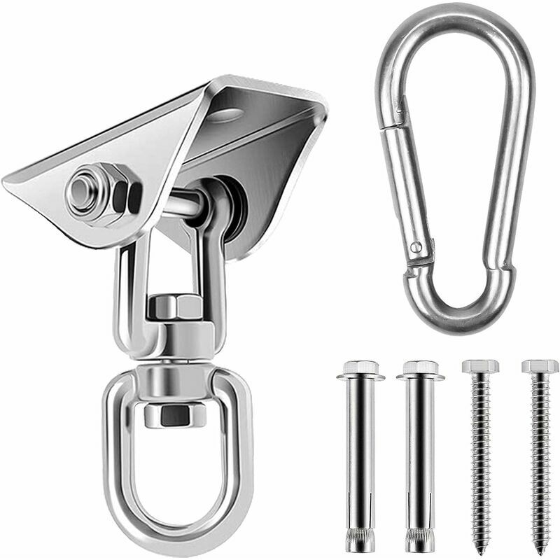 Heavy Duty Stainless Steel Ceiling Hook, 360° Rotation Hanging Hook, Ceiling Mounting Hook For Hanging Chair, Punching Bag, Boxing Hammock, Yoga