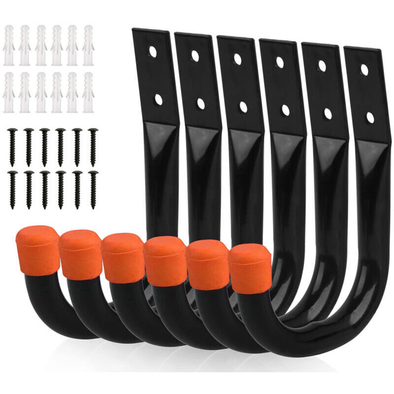 Heavy-duty storage hooks for garage, universal wall bracket, U-shaped wall bracket, hanging hooks for bicycles, chairs, ladders, hoses, tools, garden