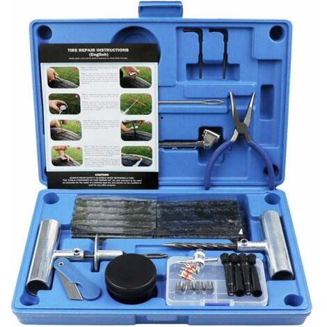 Heavy Duty Tire Repair Kit 67 Piece Set for Motorcycle, ATV, Jeep, Truck, Tractor Flat Tire Puncture Repair