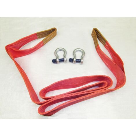 Heavy Duty Tow Strap 15 Ton 4 Metre with Shackles (15T 4M Recovery Towing Strop)