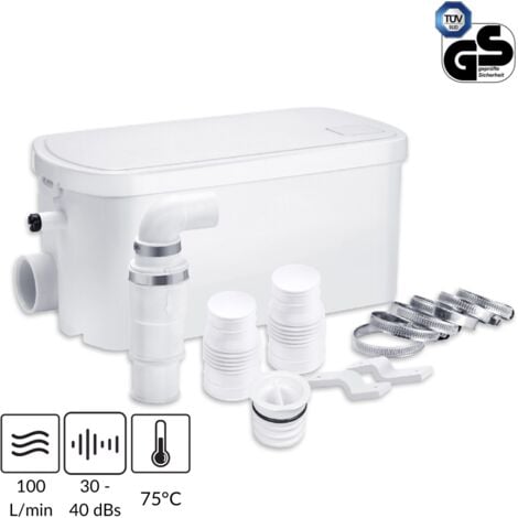 Hebeanlage 250W Abwasser Hebeanlage Abwasserpumpe mit Kohlefilter, Lufteinlass, und Haupteinlass für Duschen