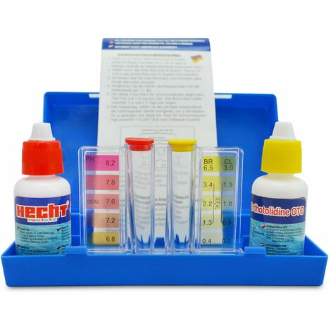 Hecht 060601 Kit de test pour piscine (Chlore/ bandelettes de test pH) env. 50 tests