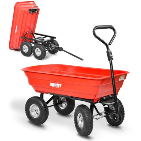 Hecht 52145 Chariot de transport chariot de jardin avec benne basculante 4 pneus et charge jusqu’à 250kg