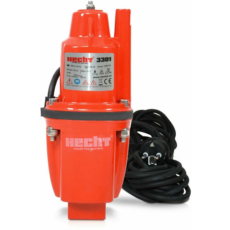 Hecht - jardin 3301 Pompe submersible pour eaux usees Pompe a membrane 300W 1400 l/h