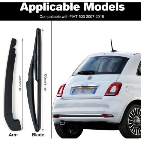 Heckscheibenwischerarm und Wischerblatt, Ganzjahres-Heckscheibenwischerarm-Ersatzset aus Naturkautschuk für FIAT 500 2007-2011