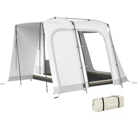 Heckzelt für 2-4 Personen, 320 x 280 x 205 cm 2 in 1 Autozelt wasserdicht Tunnelzelt mit 4 Türen Fenster Bodenplane