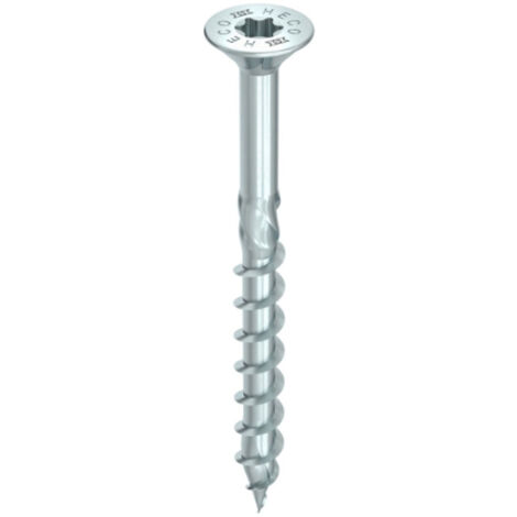 HECO Senkkopf TOPIX-plus 5,0 x 70 mit Frästaschen, HECO-Drive, Teilgewinde, verzinkt blau, A3K 100 Stk