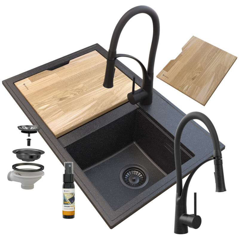 Granitan - hector granite évier siphon robinet noir