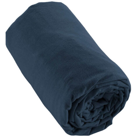 HEDDA - Drap Housse 180x200cm Flanelle de Coton Coloris Nuit