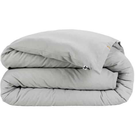 HEDDA - Housse de Couette 200x200cm Flanelle de Coton Coloris Brume