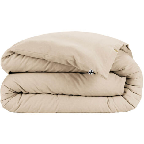 HEDDA - Housse de Couette 200x200cm Flanelle de Coton Coloris Sable