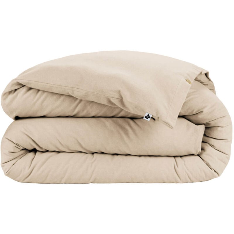 Altobuy - hedda - Housse de Couette 260x240cm Flanelle de Coton Coloris Sable