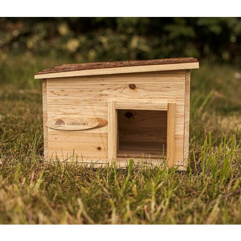 Hedgehog House Garden Hibernation Shelter Durable Wooden Predator Proof Outdoor Habitat Feeding Station