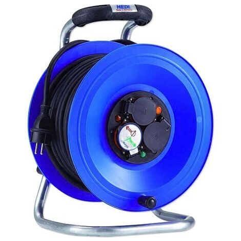 HEDI Kunststoff-Kabeltrommel ''Professional'' Ø 290 mm - 50 m Kabel - 3-fach 250V - IP44