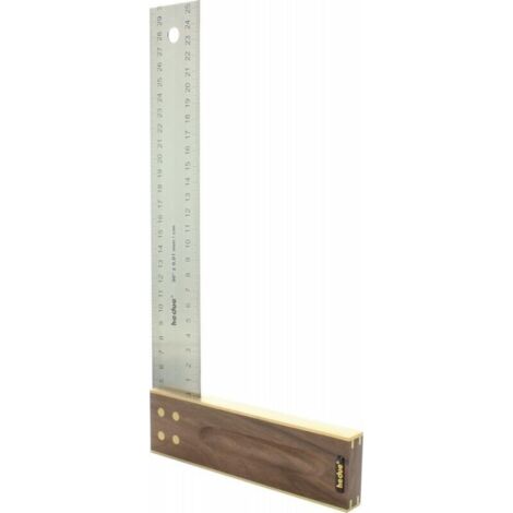 Hedue – Équerre de menuisier 400mm – Acier inoxydable – Poignée ergonomique – Échelle millimétrique double recto-verso – Pour charpente et menuiserie