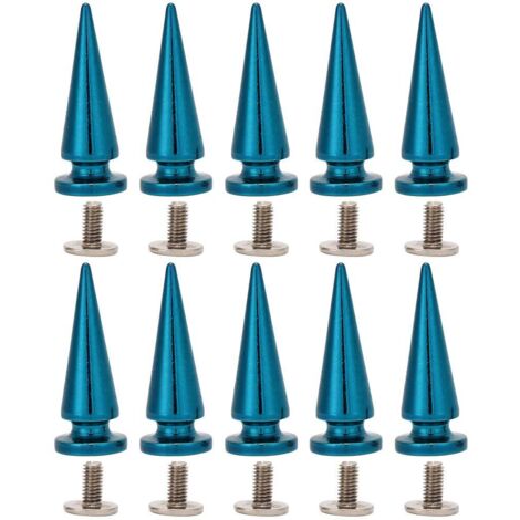 HEEPDD 10 pezzi 10x26mm grandi dimensioni punte coniche punk rivetti borchie a vite a forma di albero punte posteriori per fai da te scarpe in pelle giacca artigianato indumento borsa (blu)