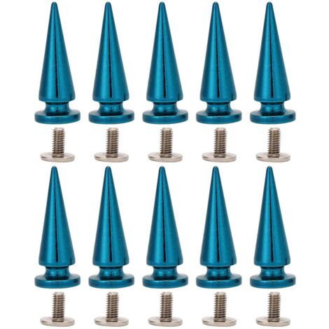 HEEPDD Lot de 10 rivets coniques punk de grande taille 10 x 26 mm, en forme d'arbre, à visser, pour chaussures, vestes, sacs, vêtements (bleu)