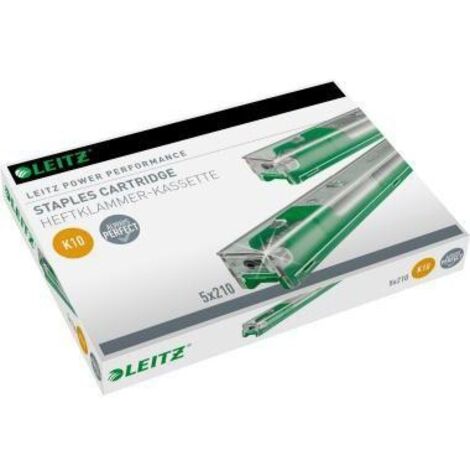 Heftklammerkassette K10 Blockheftgerät 5551 5550 26/10 55 Bl. (80 g/m²) grün 5 x 210 St./Pack.
