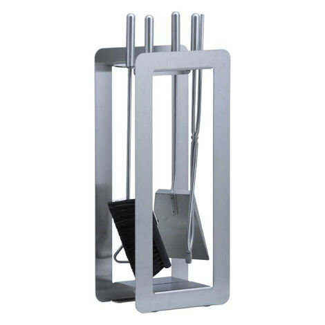 Heibi Kaminbesteck aus Edelstahl 5-teilig silber modern 22,5x16x59 cm