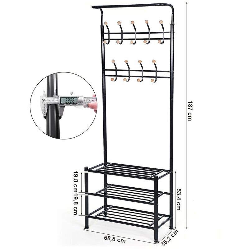 Modern Metal Utility Coat Hanger Clothes Shoe Rack Room Organizer Shelf Stand Uk