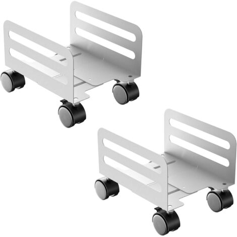 Height-Adjustable Computer Host Mobile Holder, Desktop Host Rack And Chassis Rack, Steel Main Frame (White), 2 Pieces