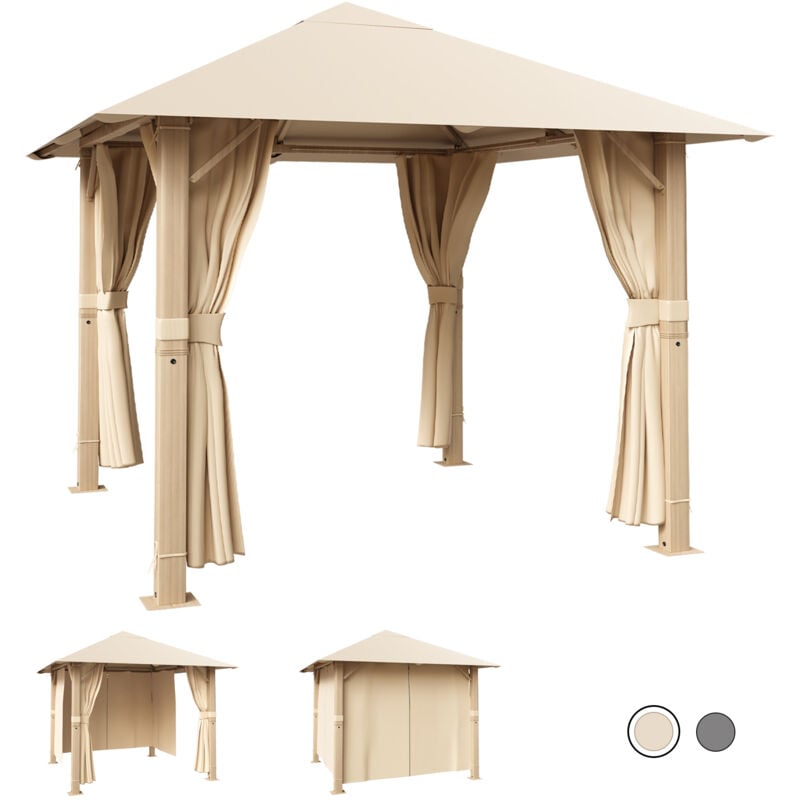 Tonnelle de Jardin Pop-up étanche, Tonnelle de Jardin, Protection Solaire festive, Protection uv 50+, Tonnelle à Toit Unique, 3x3m, Marron - Devoko